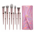 Customization 10 PCS Plating Laser  Rose Gold Handle  Makeup Brushes  With Gorgeous Bag Makeup Brush Tools
